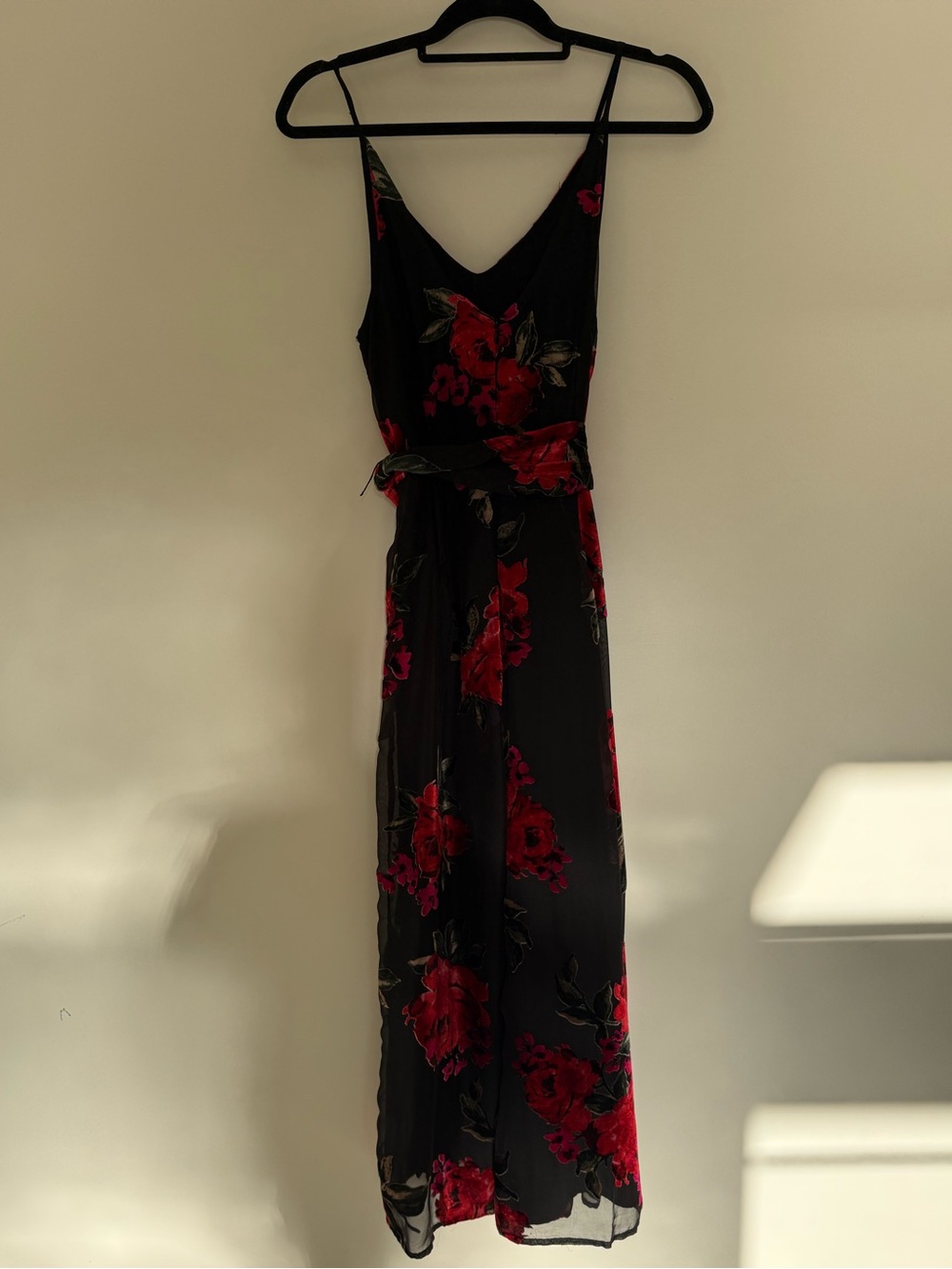 Anthropologie Black Jumper with Red Floral Print